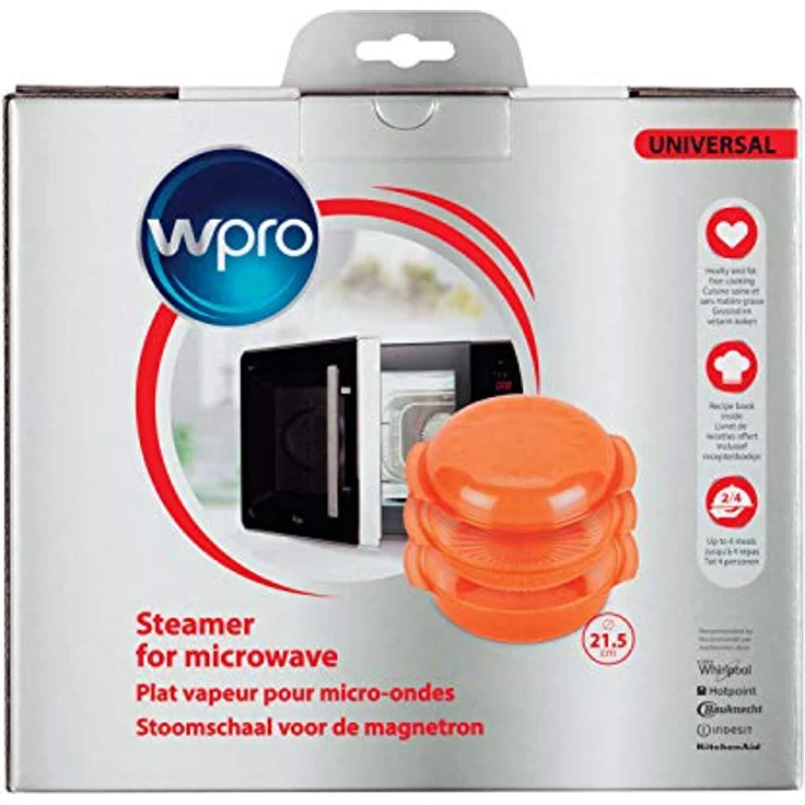Wpro STM006 Dampfgarbehälter für die Mikrowelle (rund, 1,5 l) orange – Bild 2