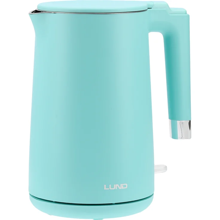 LUND Wasserkocher 1,5 l, 2200W COOL-TOUCH, türkis, mit Edelstahl-Innenwand, Abschaltautomatik und 360° drehbarem Sockel