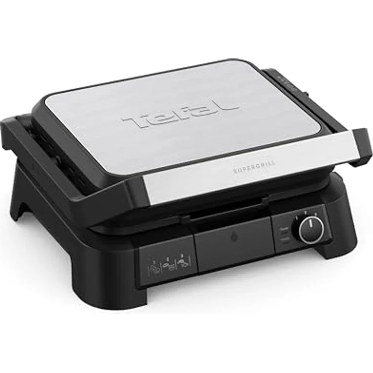 Tefal SuperGrill 3in1 Kontaktgrill, BBQ-Funktion, Ofenposition mit 3 Höhen, 600 cm² Grillfläche, regelbarer Thermostat, 3 Temperaturstufen, 2000 Watt, Schwarz/Silber – Bild 1