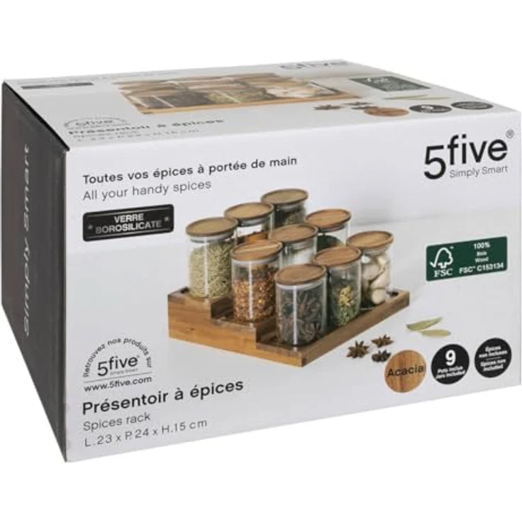 5five Gewürzregal "Harmony", mit 9 Gläsern aus Akazienholz, braun – Bild 2