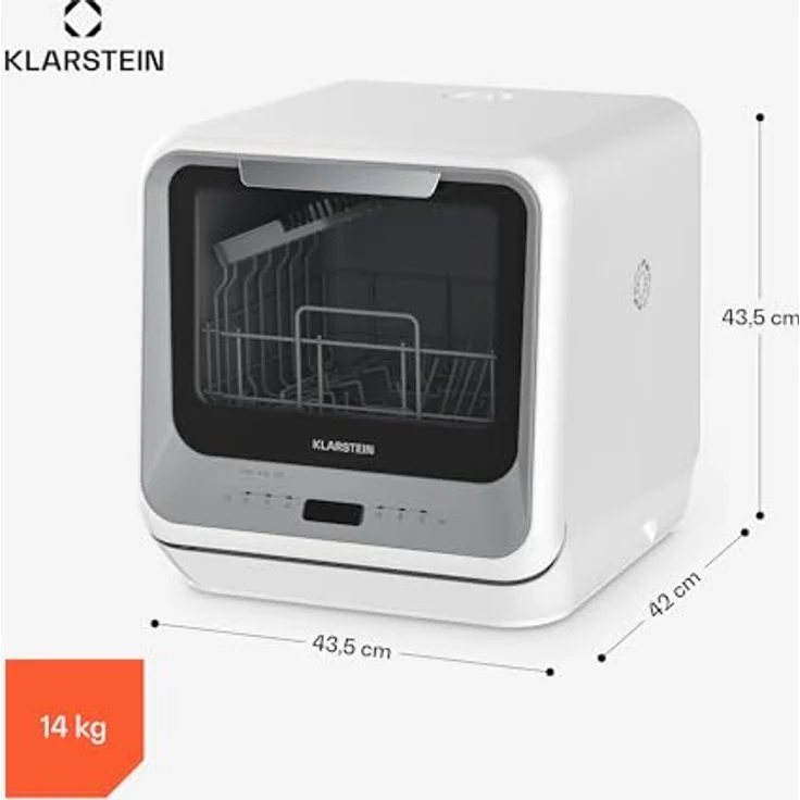 Klarstein Amazonia Mini Geschirrspüler, Kompakte Tischspülmaschine mit Wassertank, 7 Programme, 5L Wasserverbrauch, Digitalanzeige, Leise 58dB, Tragbar, Silber – Bild 7
