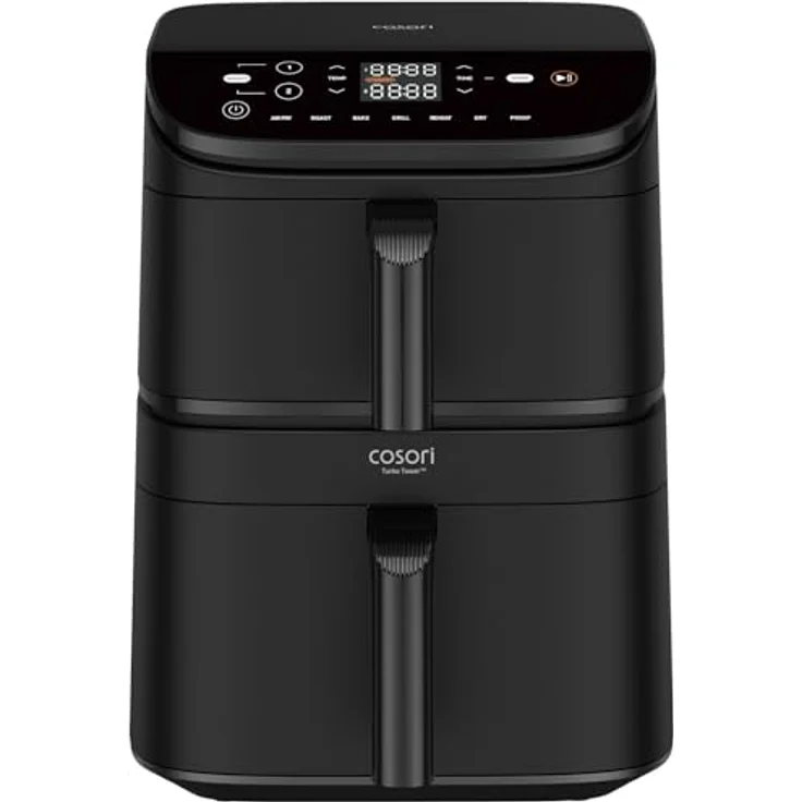 Cosori Turbo Tower DC121, Luftfritteuse mit 10,8L Doppelkorb und 2630W, Dunkelgrau – Bild 2