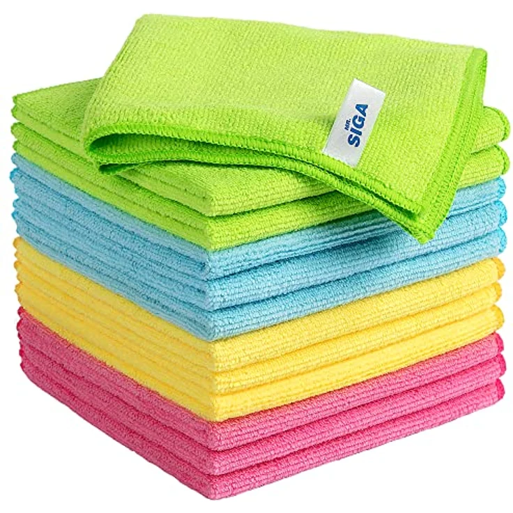 MR.SIGA Mikrofasertücher, streifenfreie Reinigungstücher, 12er Pack, ultraweiche und saugfähige Mikrofaser, 32 x 32 cm – Bild 1