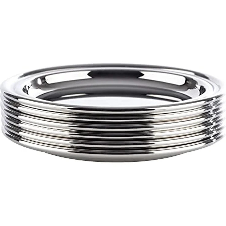 APS Untersetzer Set (6 Stück) aus hochwertigem Edelstahl poliert, Ø 10 cm, schwere Ausführung, Rand eingerollt, hochglanzpolierte Glasuntersetzer, rund – Bild 4