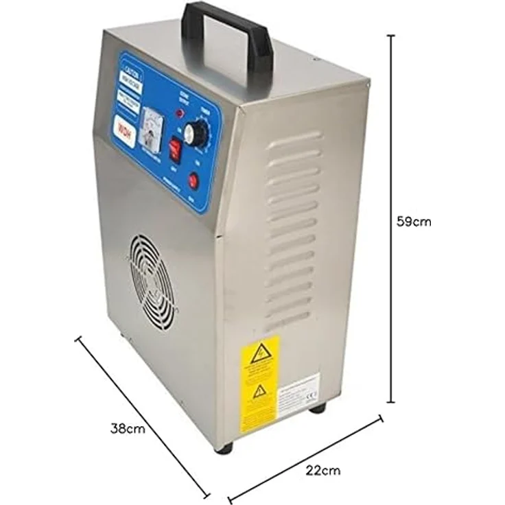 WDH Aktobis Profi Ozongenerator, Ozonisierer WDH-AP005 (5.000 mg/h) - starke desinfizierende Wirkung, Edelstahlrahmen mit Tragegriff – Bild 4