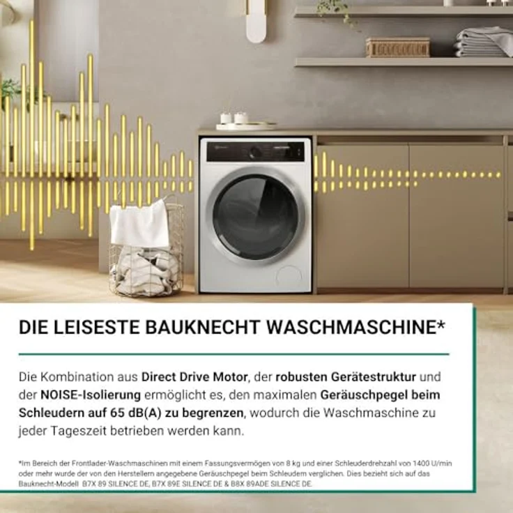 Bauknecht B7X 89 SILENCE DE Waschmaschine, Gentle-Power, leiseste Bauknecht, A -30%, Steam-Hygiene/-Refresh/-Finish, 45Min. Vollbeladung, Direct Drive-Motor, Vollwasserschutz – Bild 5