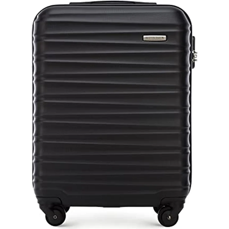 WITTCHEN Reisekoffer Handgepäck Kabinengepäck Rollkoffer Kabinenkoffer Trolley Hartschale aus ABS mit 4 Spinner-Rollen Zahlenschloss Teleskopgriff Groove Line Größe S schwarz – Bild 2
