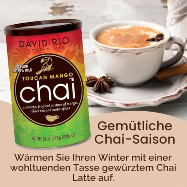 David Rio Toucan Mango Chai Pulver, 398 g, aromatischer Tee für Getränke – Bild 3