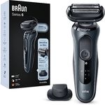 Braun Series 6 Rasierer Herren mit EasyClick Aufsatz, Elektrorasierer & Präzisionstrimmer, SensoFlex, Wet & Dry, wiederaufladbar & kabellos, Geschenk Mann, 61-N1200s, grau