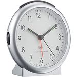 TFA Dostmann Analoger Funk-Wecker 98.1036, Silber mit Alarm, Hintergrundbeleuchtung und Snooze-Funktion