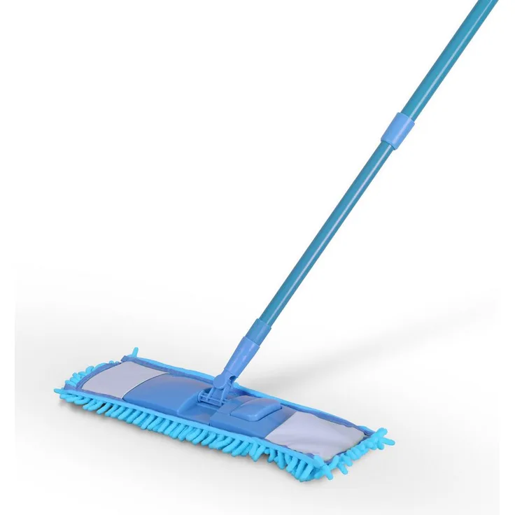 Bestlivings Wischmopp aus Chenille/Mikrovelour mit ausziehbarem Aluminiumstiel (80–130 cm), 360° Drehgelenk und waschbarem Bezug