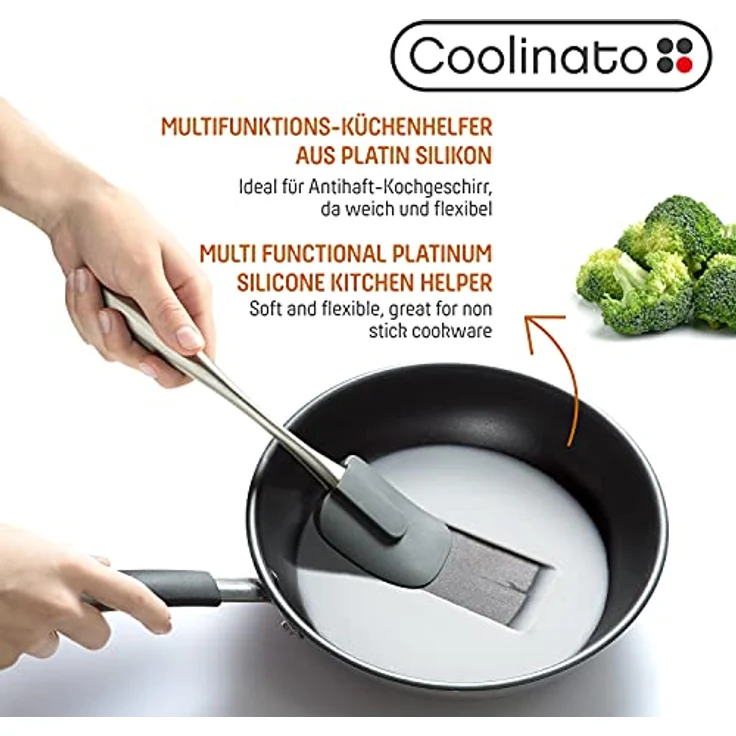COOLINATO Silikon Edelstahl Kochlöffel 2er Set 25,5cm 29cm, Kochlöffel zum Kochen und Backen, lebensmittelecht – Bild 3