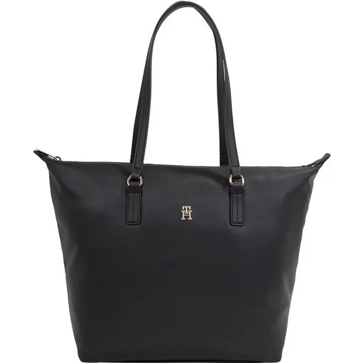 Tommy Hilfiger POPPY REFORM TOTE, Damen Shopper aus Schwarzem Polyester Polyurethan