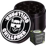 CHILLPAKA® Premium Keramik Grinder Crusher | ø63mm groß Schwarz | messerscharfe Kräutermühle mit haftfreier Keramikbeschichtung | inkl. Pollenschaber + Pinsel