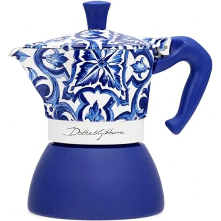 BIALETTI Espressokocher Bialetti D&G, Aluminium, 6 Tassen, geeignet für Elektro-, Gas-, Glaskeramik- und Induktionsküchen, blau – Bild 2