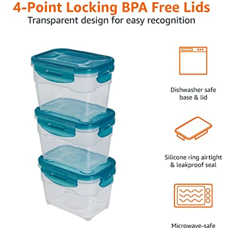 AmazonBasics Airtight Food Storage Containers Set, 3 x 1.0 Liter – Bild 3