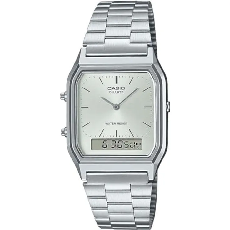 Casio Damen Analog Quarz Uhr mit Edelstahl Armband AQ-230A-7AMQYES
