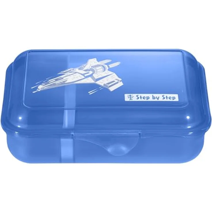 Step by Step Lunchbox „Starship Galactus“ blau mit Trennwand und Klickverschluss, spülmaschinenfest, BPA-frei, für Schule und Kindergarten, für Jungen, 0,9 Liter – Bild 1