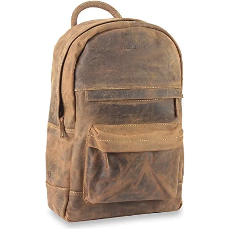 Greenburry Vintage Retro Rucksack, Leder 42 cm mit Laptopfach, braun