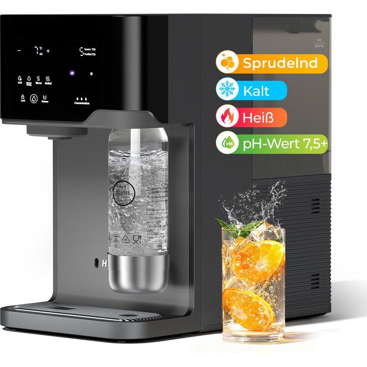 Hydrofast C300 Umkehrosmose Wasserfilter mit Sprudel- & Eiswasser, 6-stufige Filtration, UV-Sterilisation, Auftischgerät