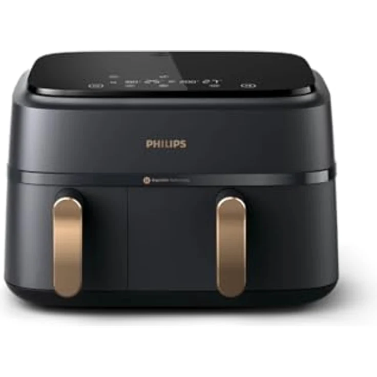 Philips Heißluftfritteuse 3000 Series NA352/00, Dual Basket Airfryer mit 9L Kapazität (3L+6L), 2750 W, RapidAir Technologie, Digitales Display, HomeID App, Schwarz/Kupfer - Preisvergleich – Bild 3