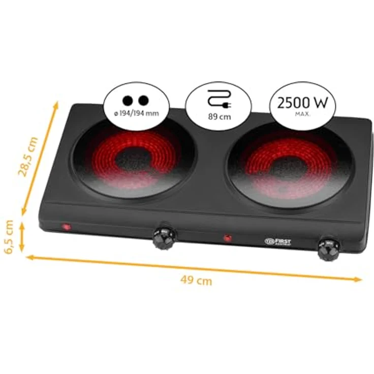 TZS First Austria 2500 Watt Infrarot Kochplatte mit 2x 19 – Bild 3