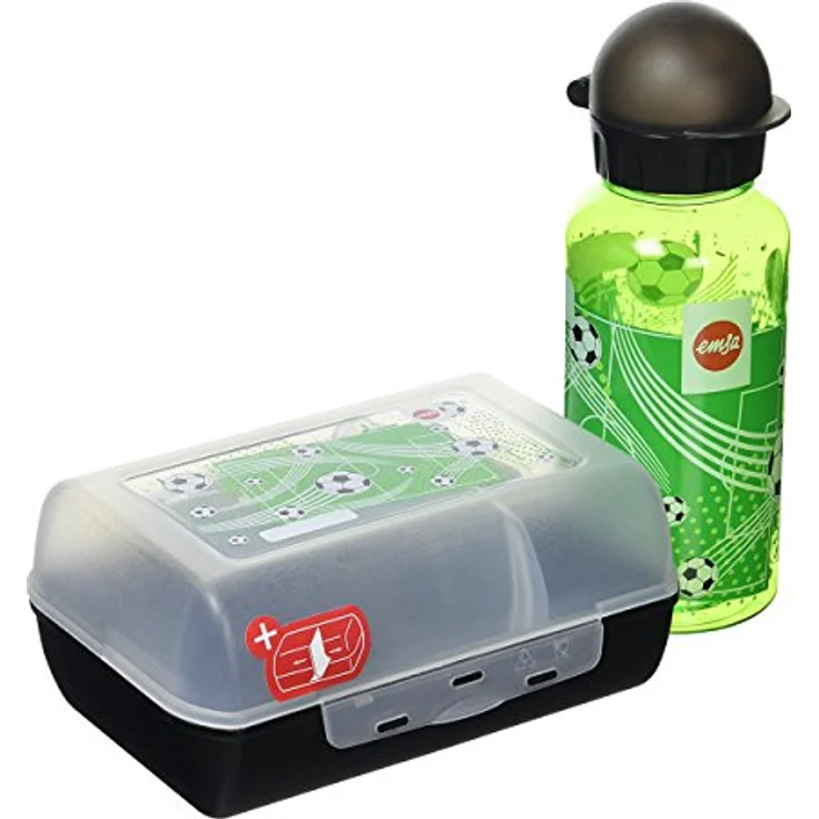Emsa 518140 Kinder Set Trinkflasche + Brotdose, Motiv: Fußball, BPA frei, Material: Trinkflasche aus Tritan, bruchfest und unbedenklich, Brotdose aus Kunststoff – Bild 3