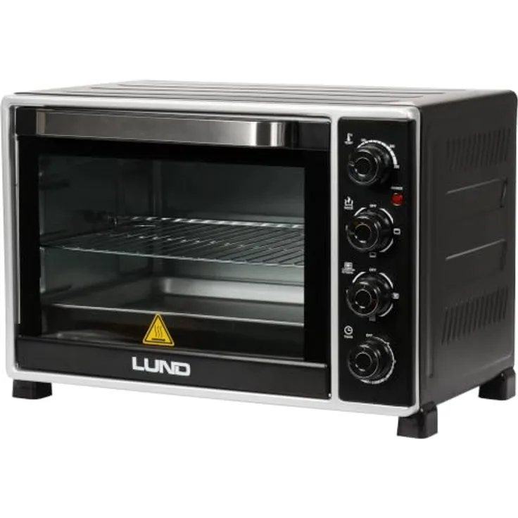 LUND Elektrobackofen 2000W 38l, Multifunktionsbackofen mit Drehspieß und Thermo-Zirkulation, schwarz