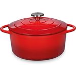Küchenprofi Gusseisen Bräter mit Deckel, rot/innen schwarz , 22 cm, Schmortopf, Auflaufform, Dutch Oven, Brotbacktopf, emailliert, für alle Herdarten(inkl. Induktion), zum Schmoren, Backen, Braten
