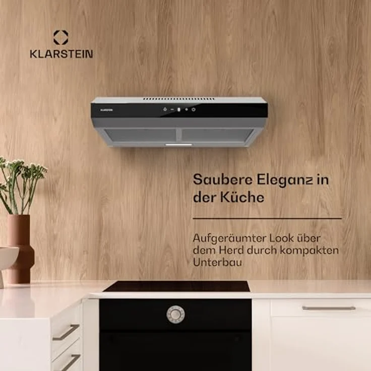 Klarstein Dunstabzugshaube 60cm, Abluft-Dunstabzugshaube in Edelstahl, leise mit 175 m³/h Luftstrom und LEDs – Bild 2