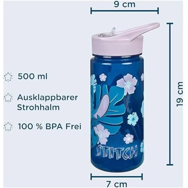 Lilo & Stitch Aero-Getränkeflasche, 500 ml, auslaufsicheres Design für Schule und Sport – Bild 2