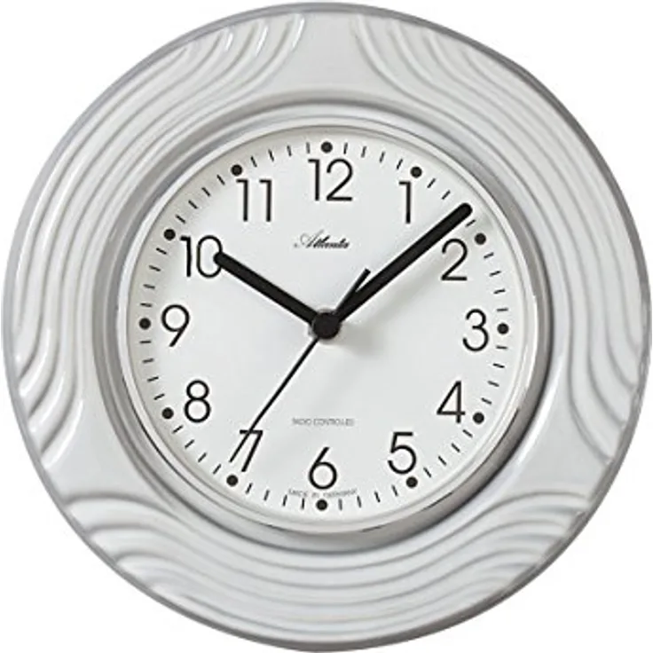 Atlanta Funk Küchenuhr Edel-Keramik Weiß-Grau - 6021