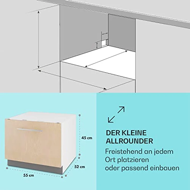 Klarstein Havasia UV 6 Secret, Tischgeschirrspüler, E, Geräuschemissionsklasse C, Geräuschemissionen 49 Dezibel – Bild 6