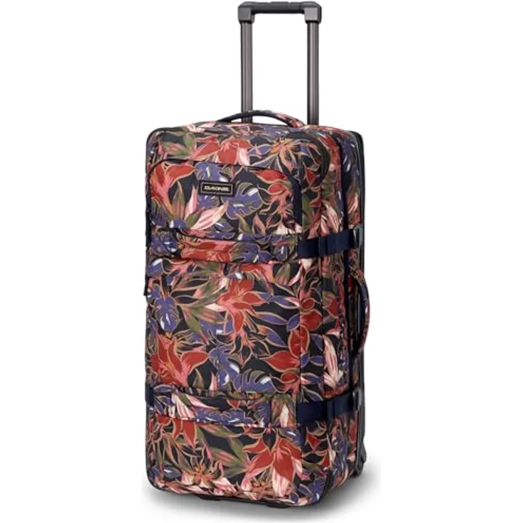 Dakine Split Roller Reisetrolley, 85L Volumen, Floral Design, Dunkelblau, mit Split-Level-Design und robusten Urethanrollen