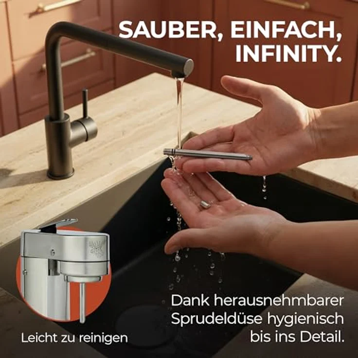 Luckymoose Infinity-S Wassersprudler aus Edelstahl (Silver/Silver) – inkl. 2x 1,25L Edelstahlflaschen, stufenlose CO₂-Regulierung, hygienische herausnehmbare Düse – Bild 6