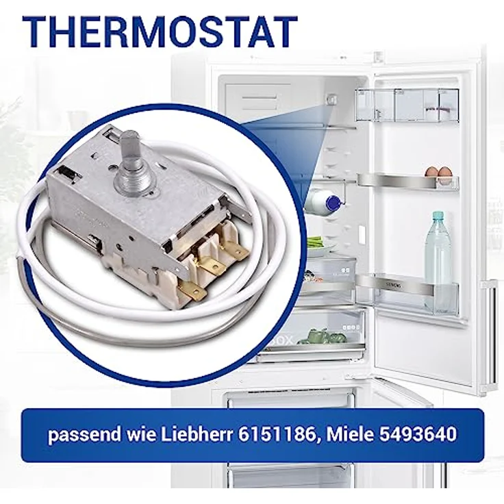 VIOKS Thermostat Kühlschrank 600mm Kapillarrohr 3x4,8mm AMP wie Ranco K59-L2677 Ersatz für K59-L2622 - Kühlschrank Thermostat für Liebherr Kühlschrank – Bild 2