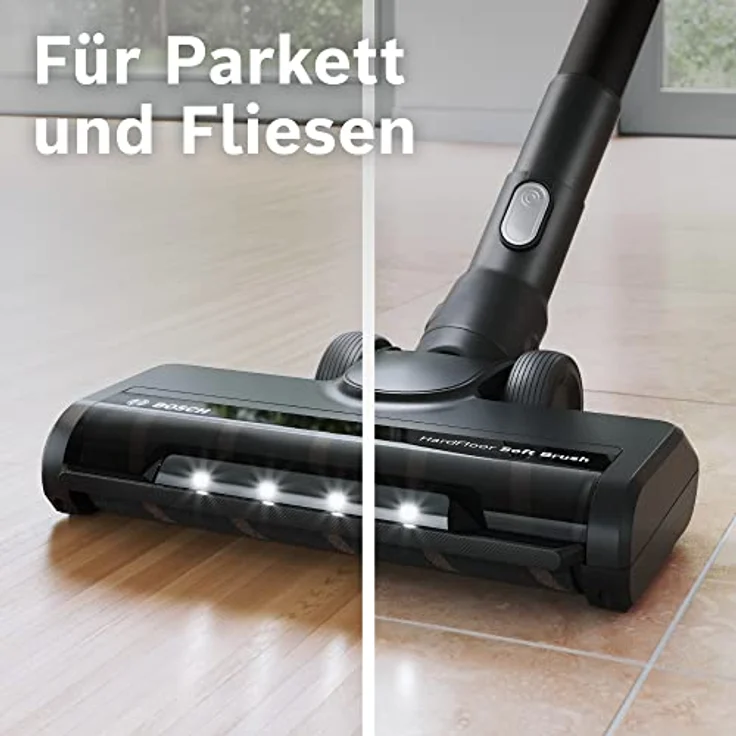Bosch Hartboden-Softdüse BHZUHF, geeignet für kabellose Unlimited Serie 6 und 8 Akku-Staubsauger, für Parkett und Fliesen, LED-Beleuchtung, sanfte Reinigung, Original-Zubehör, schwarz – Bild 2