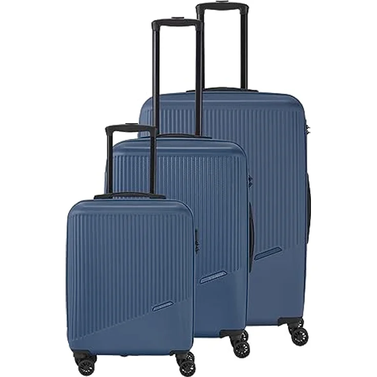 Travelite 4-Rad Koffer Set 3 teilig Größen L/M/S BALI: ABS Hartschalen Trolleys mit TSA Kombinationsschloss, Blau – Bild 2