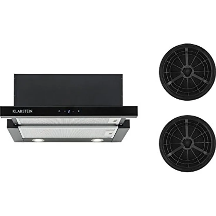 Klarstein Vinea Dunstabzugshaube Unterbau 60cm, Umluftset mit Aktivkohlefilter, 610m³/h, schwarz