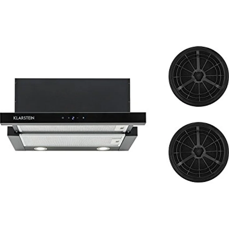 Klarstein Vinea Dunstabzugshaube Unterbau 60cm, Umluftset mit Aktivkohlefilter, 610m³/h, schwarz – Bild 1