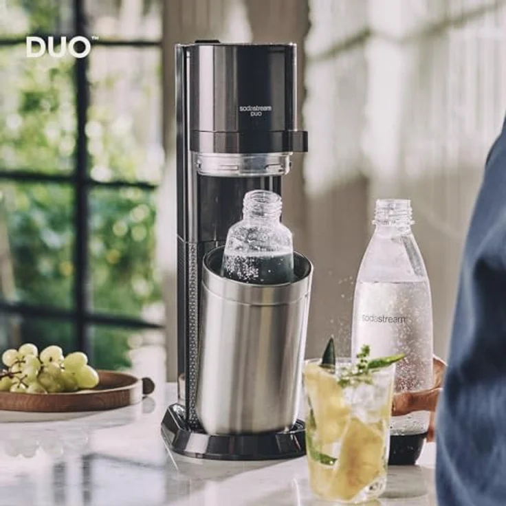 SodaStream Wassersprudler DUO mit CO2-Zylinder Höhe 44cm 2x 1L Glasflasche und 2x 1L spülmaschinenfeste PET-Flasche – Bild 5
