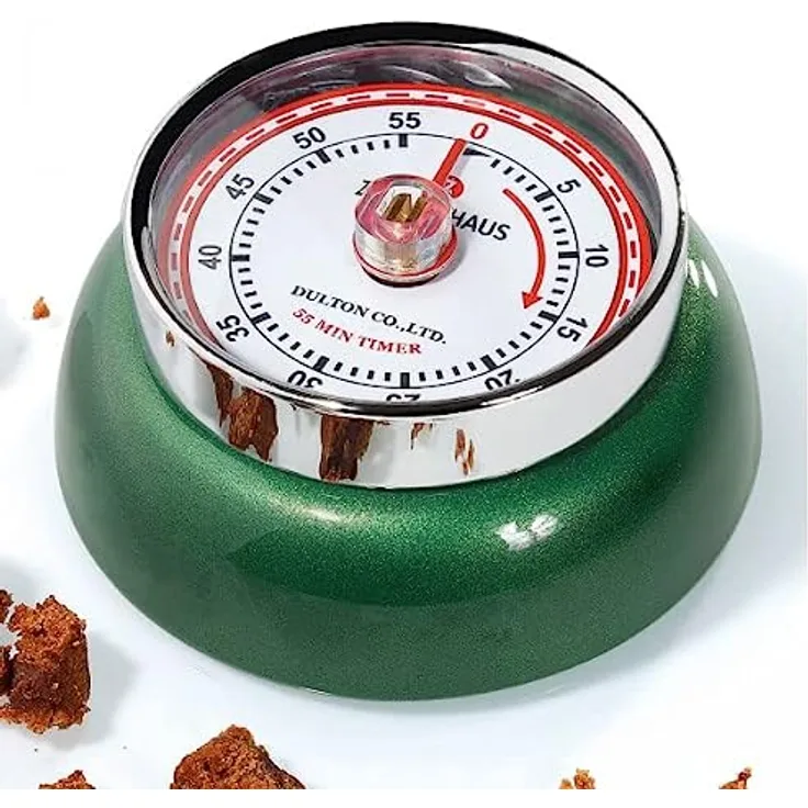 Zassenhaus Küchentimer Speed | Ø 7 cm x 3 cm | Racing Green | ohne Batterien | Edelstahl-Gehäuse | Eieruhr magnetisch | Retro Küchenwecker analog | Küchenuhr | 55 min mechanisch einstellbar - Preisvergleich
