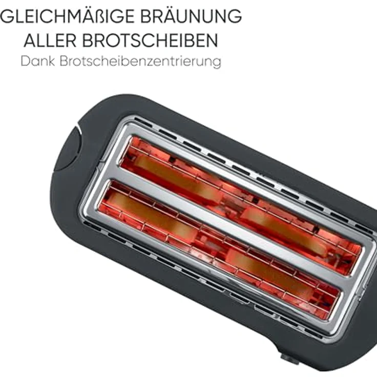 SEVERIN AT 2591 Langschlitz-Toaster für 4 Scheiben, 1.400 W, schwarz matt, mit Brötchenaufsatz und verschiedenen Aufwärmstufen – Bild 3
