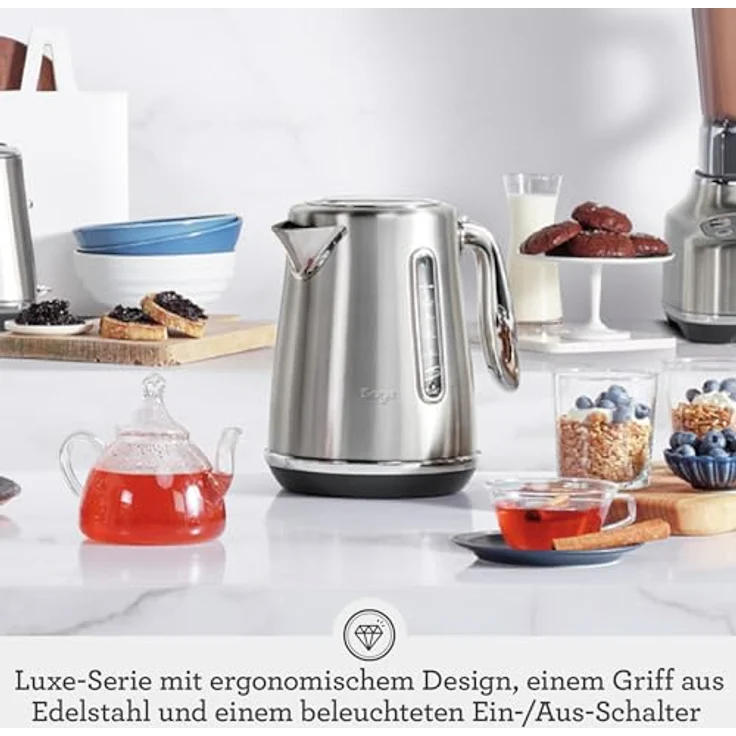 SAGE SKE735SHY the Soft Top Luxe Wasserkocher in Premium-Metallic-Lackierung mit Chrom-Akzenten, Gebürsteter Edelstahl – Bild 2