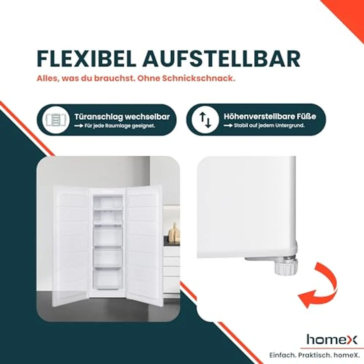 homeX FSN1611E-W Gefrierschrank No Frost, 161L Nutzinhalt, 4-Sterne Gefrieren, Super-Frost-Funktion, weiß – Bild 8