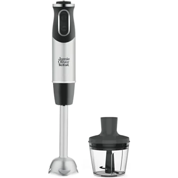 Tefal HB65JD Jamie Oliver Stabmixer, 1000 Watt, Edelstahl-Pürierstab, Zerkleinerer-Aufsatz, spülmaschinengeeignet