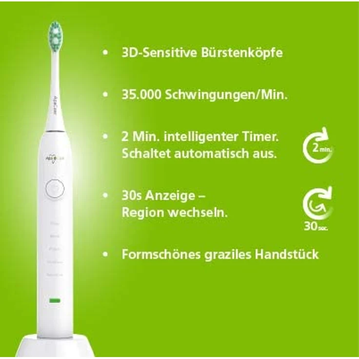 ApaCare Sonic Professional Schallzahnbürste | Elektrische Zahnbürste Schall | Schallzahnbürste Sensitive | Whitening – Bild 3