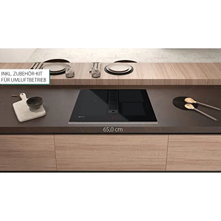 Bauknecht BVH 2065B F KIT Induktions-Kochfeld mit integriertem Dunstabzug / 65 cm/Booster-Funktion/Kindersicherung/FlexiDuo/Restwärmeanzeige/Flächenbündiges Design/Touch-Control – Bild 2