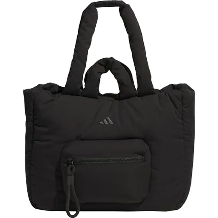 adidas Performance MH PF TOTE BAG, Sporttasche in Puffy Optik aus strapazierfähigem Polyester, geräumiges Hauptfach, schwarz