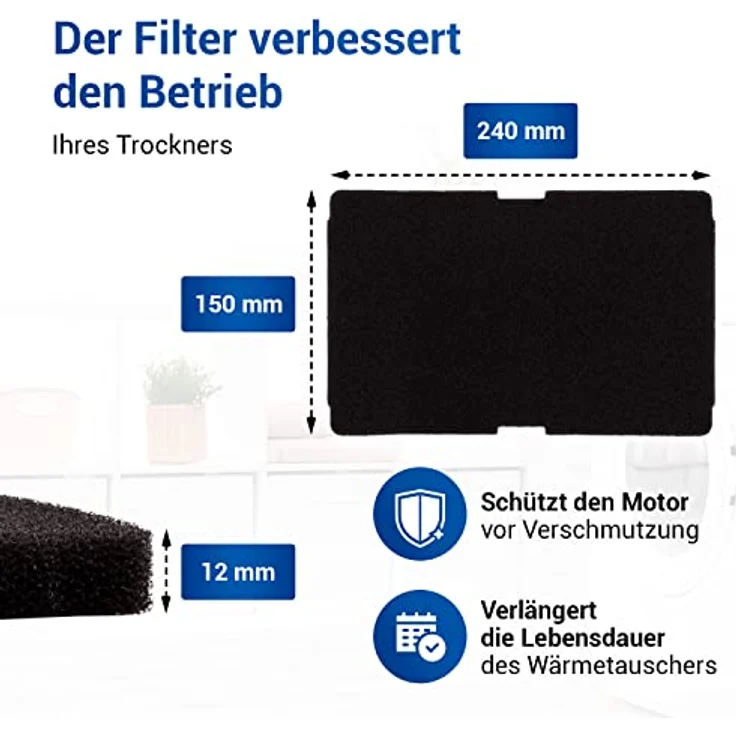 VIOKS Schwammfilter 7x, Ersatz-Filter für Beko Trockner 2964840200, effektives Flusensieb für Wäschetrockner DE8635RX und DS7512PA, 240x150mm – Bild 3